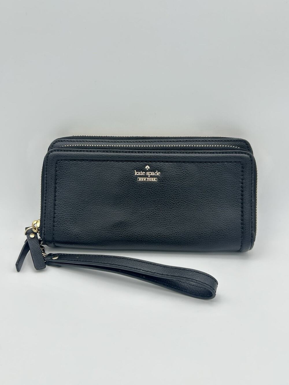 Kate Spade Patterson Drive Anita Wallet Pebbled Leather Black Classic Zip Sround